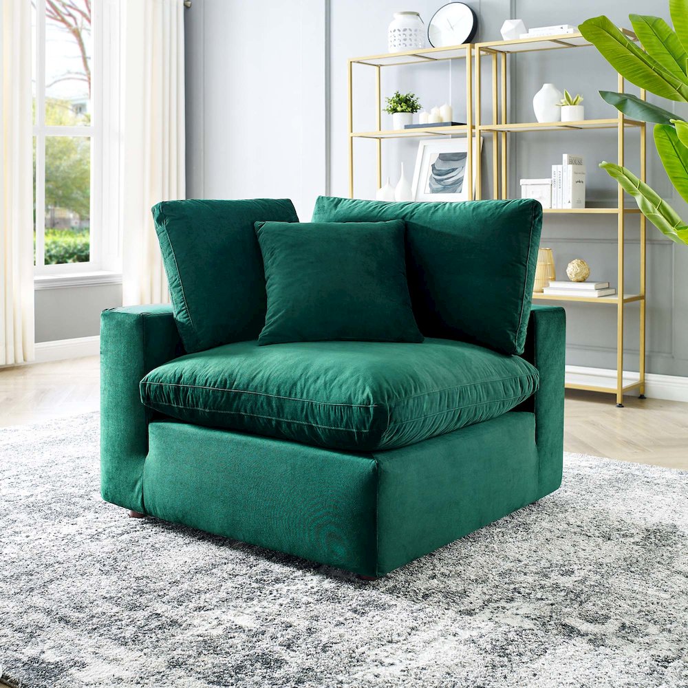 Commix Down Filled Overstuffed Performance Velvet Corner Chair. Picture 5