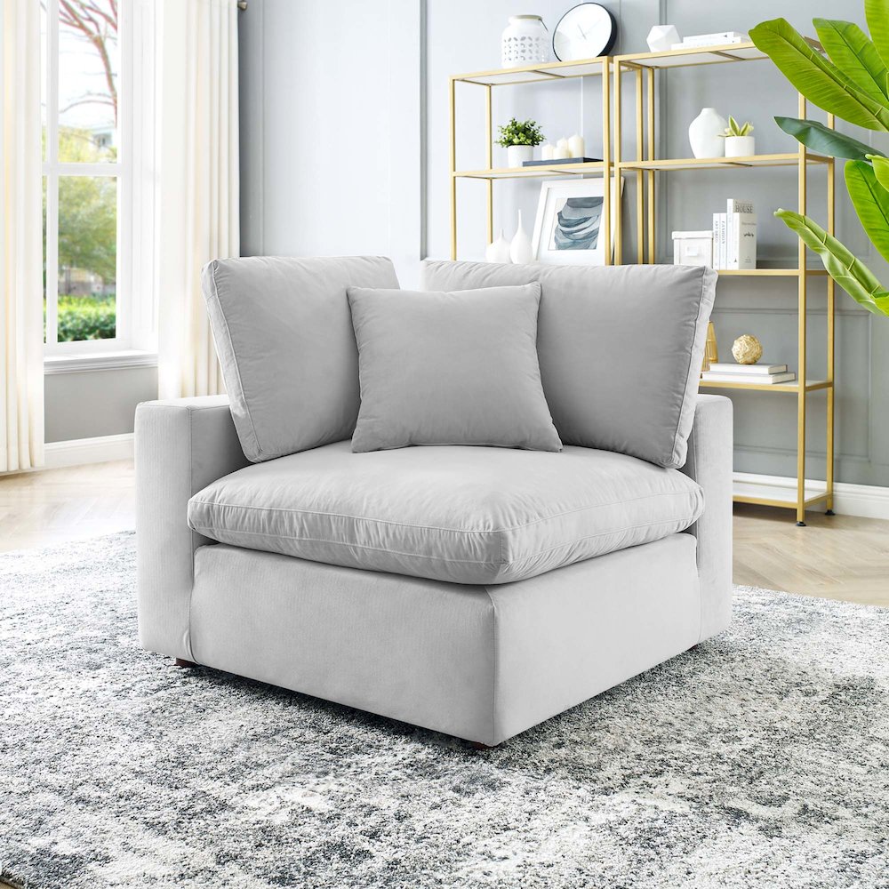 Commix Down Filled Overstuffed Performance Velvet Corner Chair. Picture 5