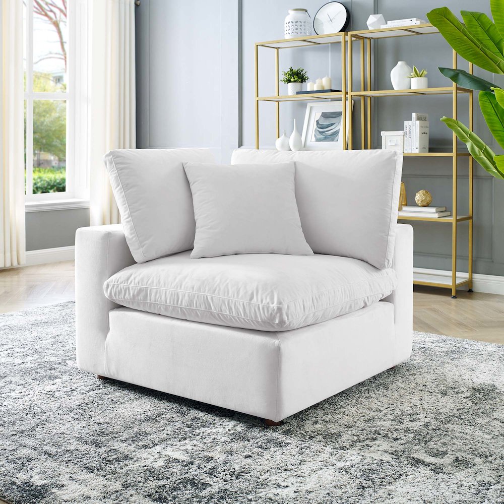 Commix Down Filled Overstuffed Performance Velvet Corner Chair. Picture 5