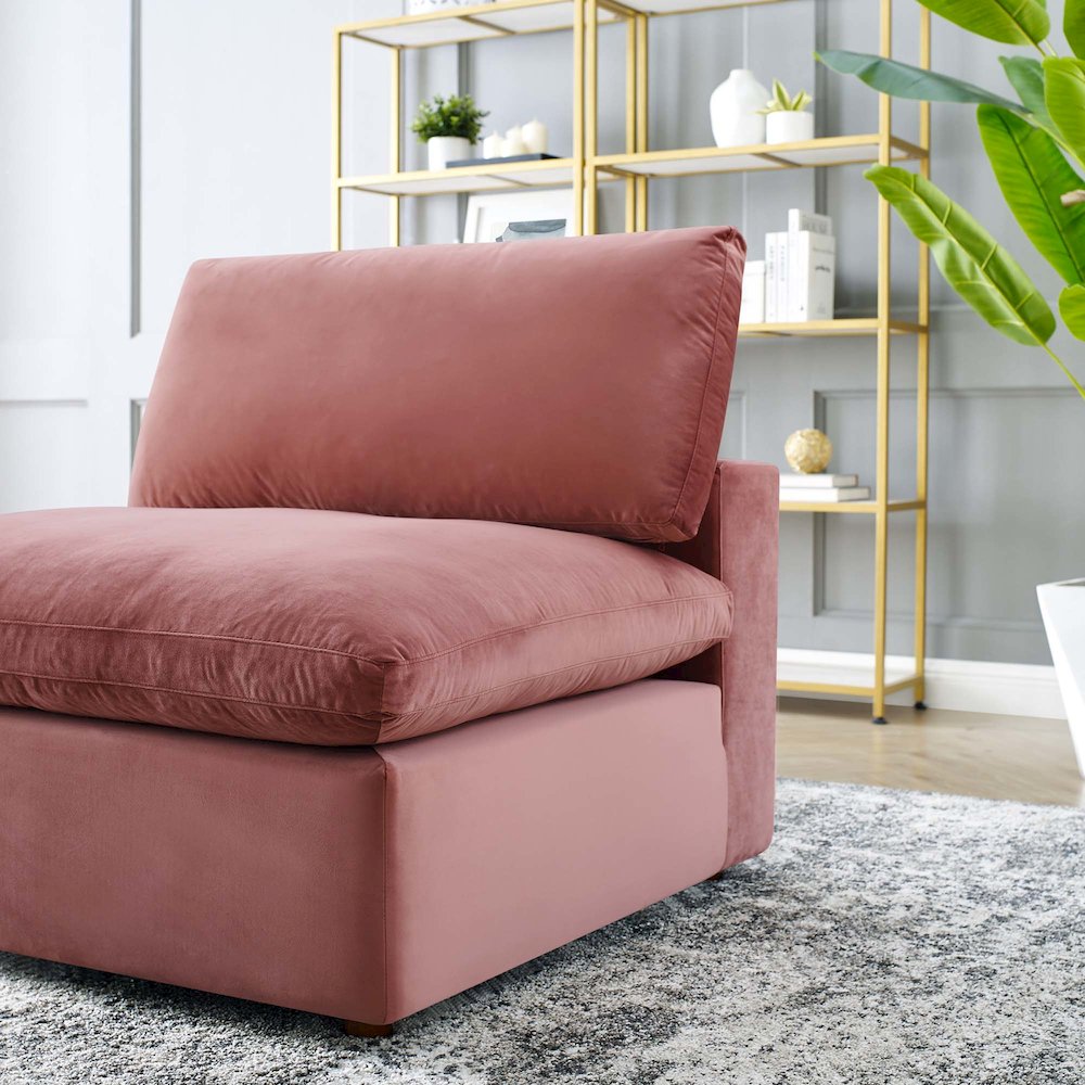 Commix Down Filled Overstuffed Performance Velvet Armless Chair. Picture 8