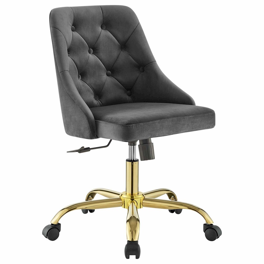 Distinct Tufted Swivel Performance Velvet Office Chair. Picture 1