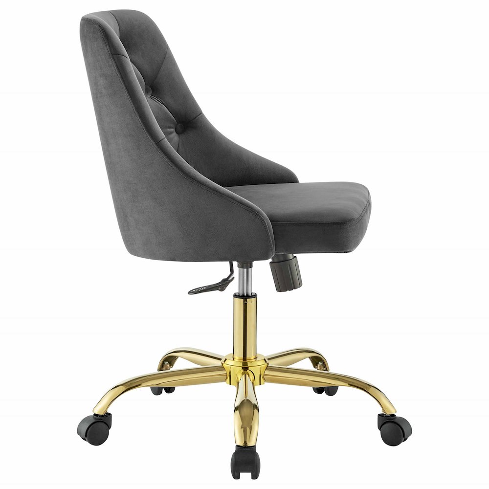 Distinct Tufted Swivel Performance Velvet Office Chair. Picture 2