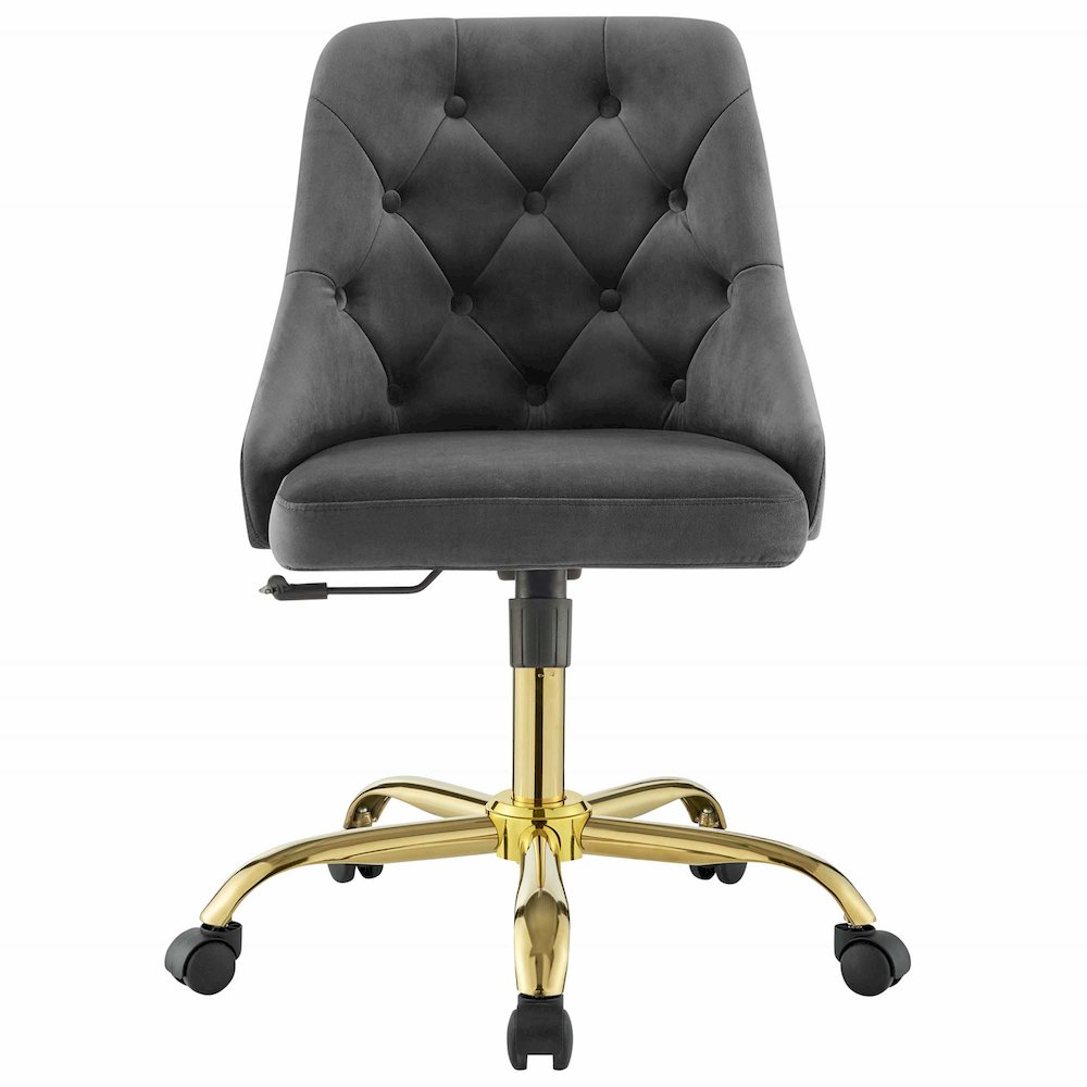 Distinct Tufted Swivel Performance Velvet Office Chair. Picture 4