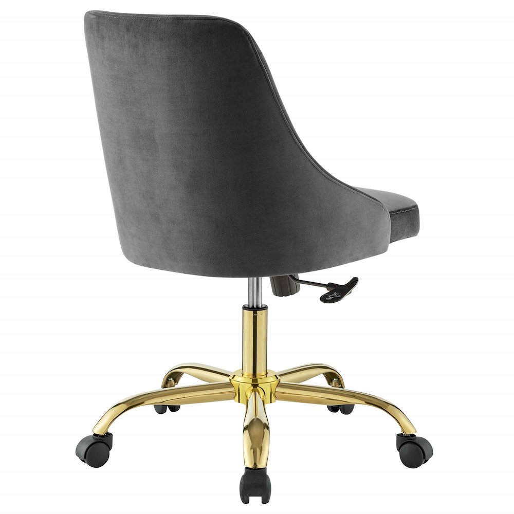 Distinct Tufted Swivel Performance Velvet Office Chair. Picture 3