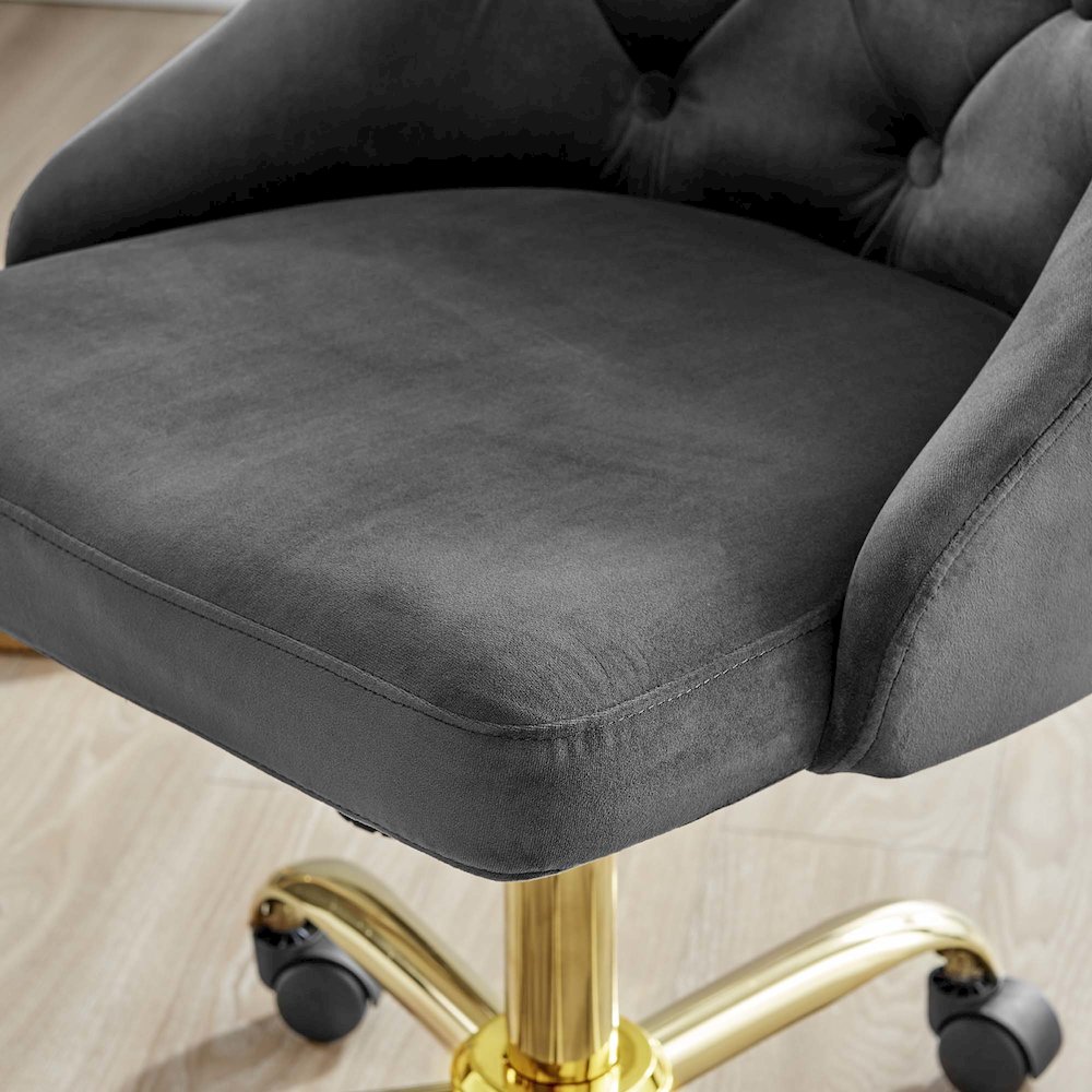 Distinct Tufted Swivel Performance Velvet Office Chair. Picture 7