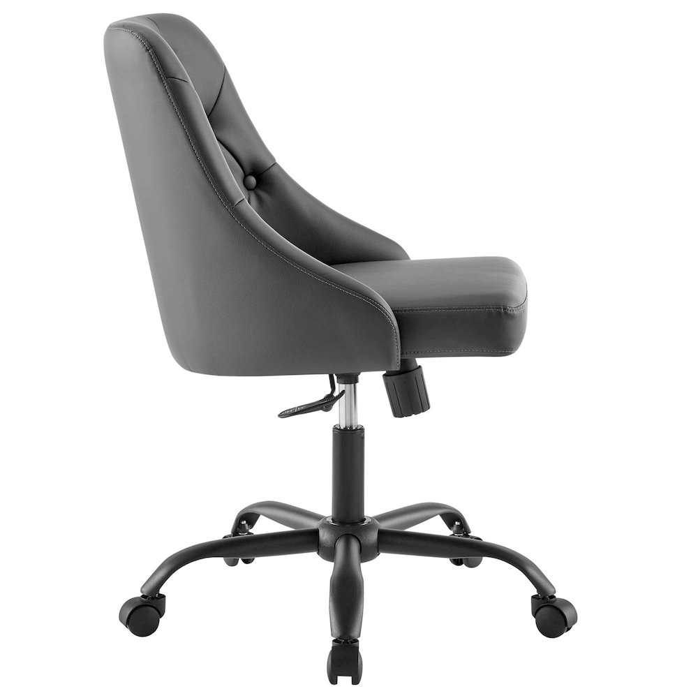 Distinct Tufted Swivel Vegan Leather Office Chair. Picture 2