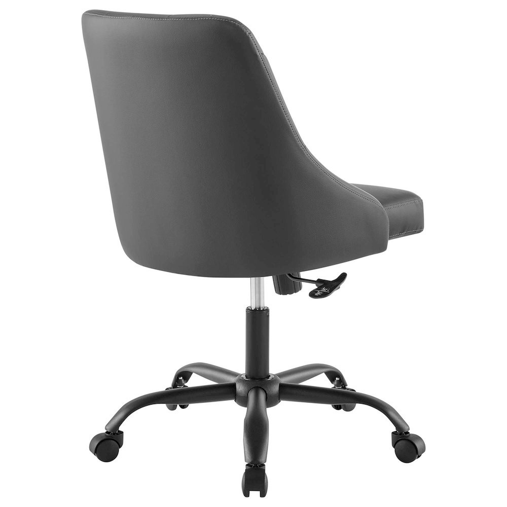 Distinct Tufted Swivel Vegan Leather Office Chair. Picture 3