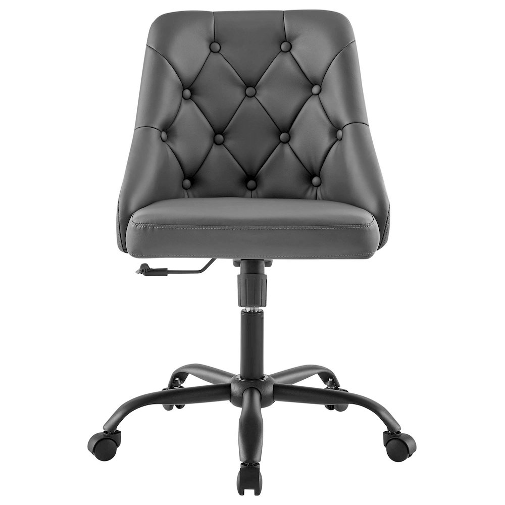 Distinct Tufted Swivel Vegan Leather Office Chair. Picture 4