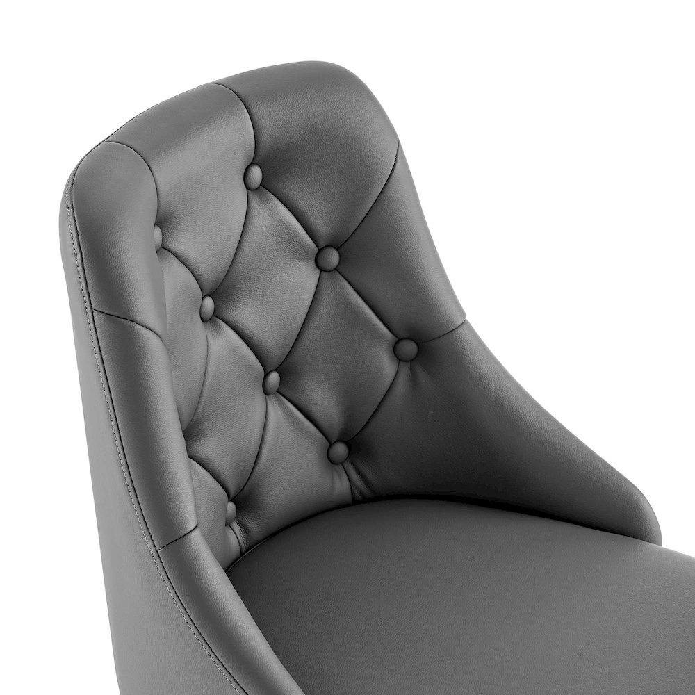 Distinct Tufted Swivel Vegan Leather Office Chair. Picture 5