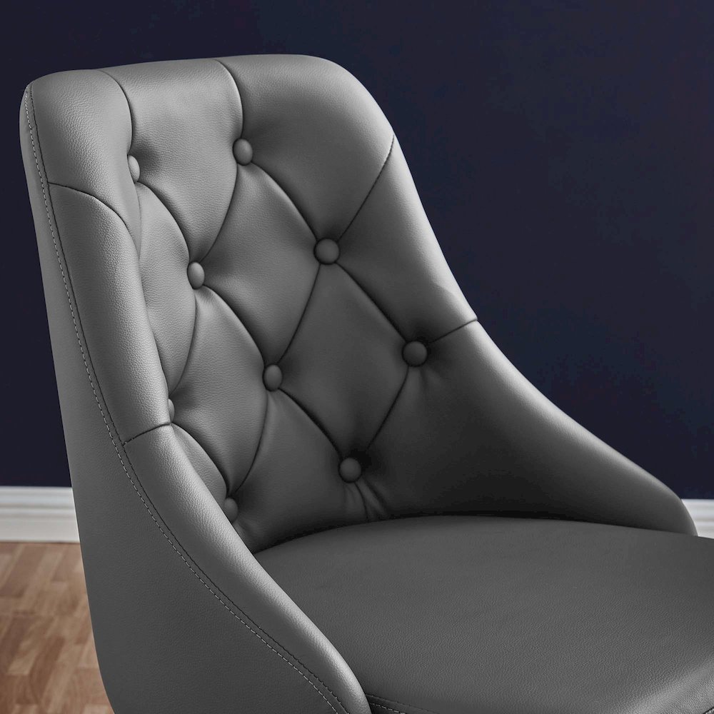 Distinct Tufted Swivel Vegan Leather Office Chair. Picture 8