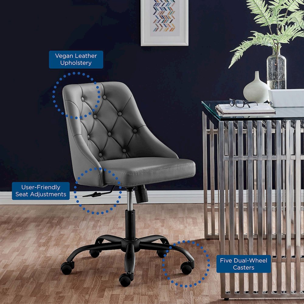 Distinct Tufted Swivel Vegan Leather Office Chair. Picture 9