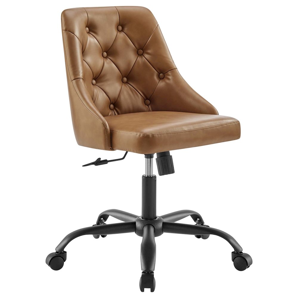 Distinct Tufted Swivel Vegan Leather Office Chair. Picture 1