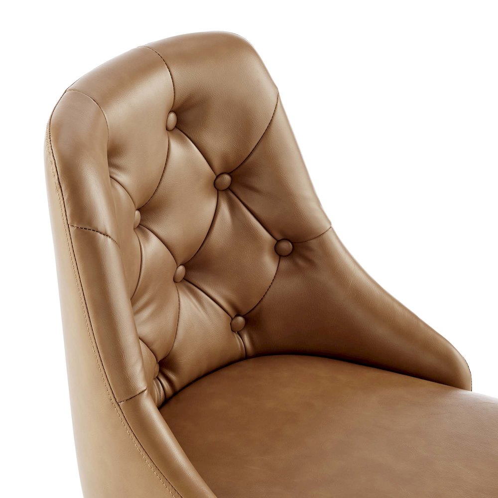 Distinct Tufted Swivel Vegan Leather Office Chair. Picture 5