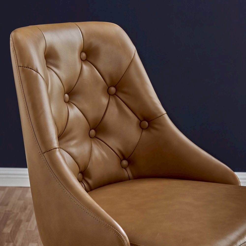 Distinct Tufted Swivel Vegan Leather Office Chair. Picture 8