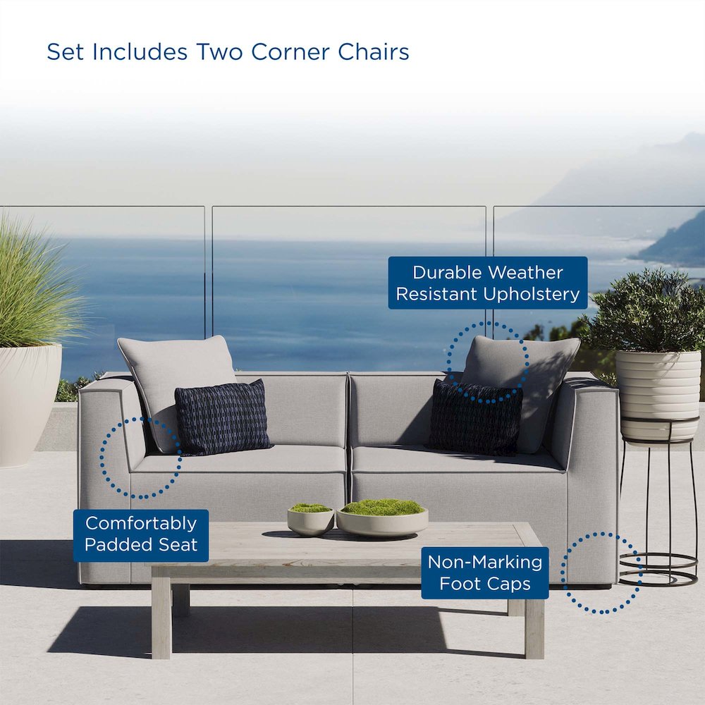 Saybrook 2-Piece Outdoor Patio Upholstered Sectional Sofa Loveseat. Picture 8
