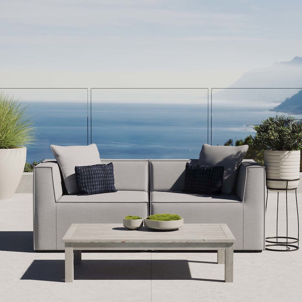 Saybrook 2-Piece Outdoor Patio Upholstered Sectional Sofa Loveseat. Picture 7