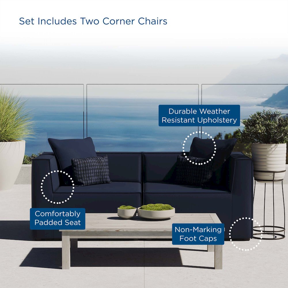 Saybrook 2-Piece Outdoor Patio Upholstered Sectional Sofa Loveseat. Picture 8