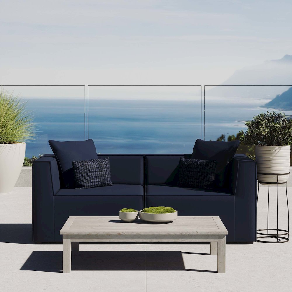 Saybrook 2-Piece Outdoor Patio Upholstered Sectional Sofa Loveseat. Picture 7