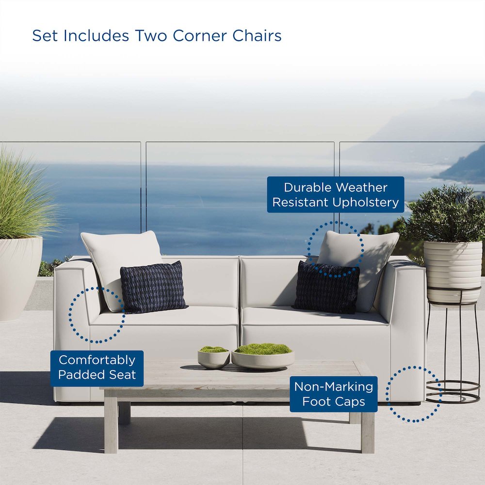 Saybrook 2-Piece Outdoor Patio Upholstered Sectional Sofa Loveseat. Picture 7