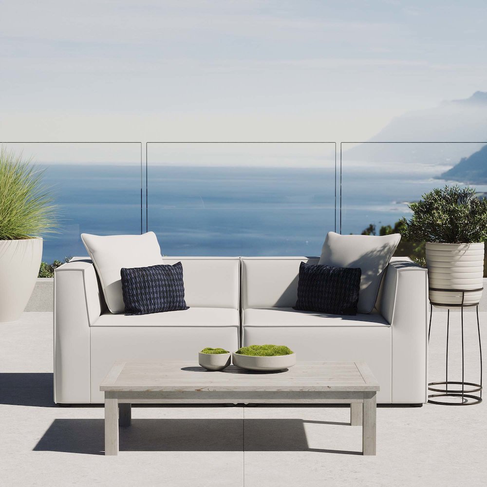 Saybrook 2-Piece Outdoor Patio Upholstered Sectional Sofa Loveseat. Picture 6