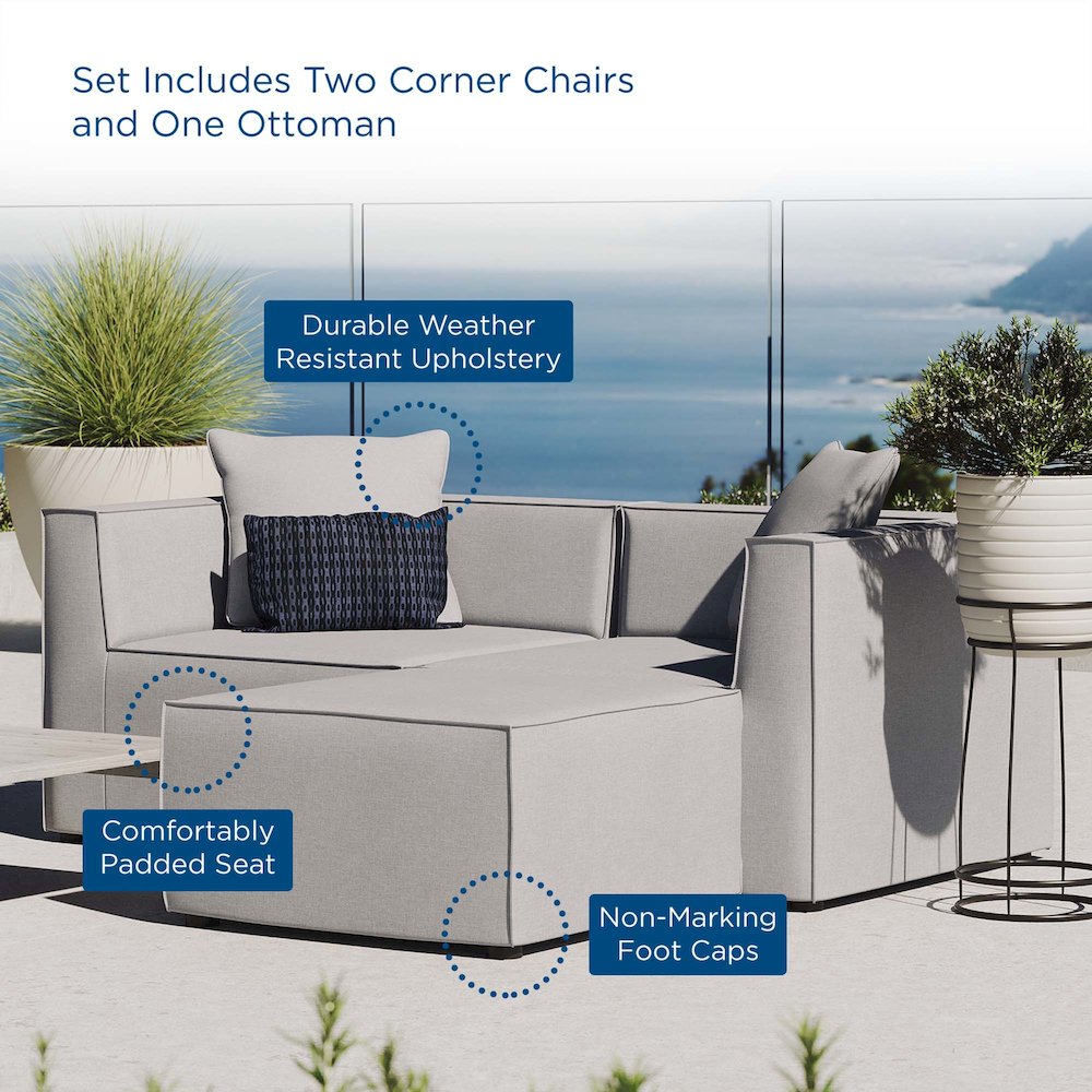 Saybrook Outdoor Patio Upholstered Loveseat and Ottoman Set. Picture 10