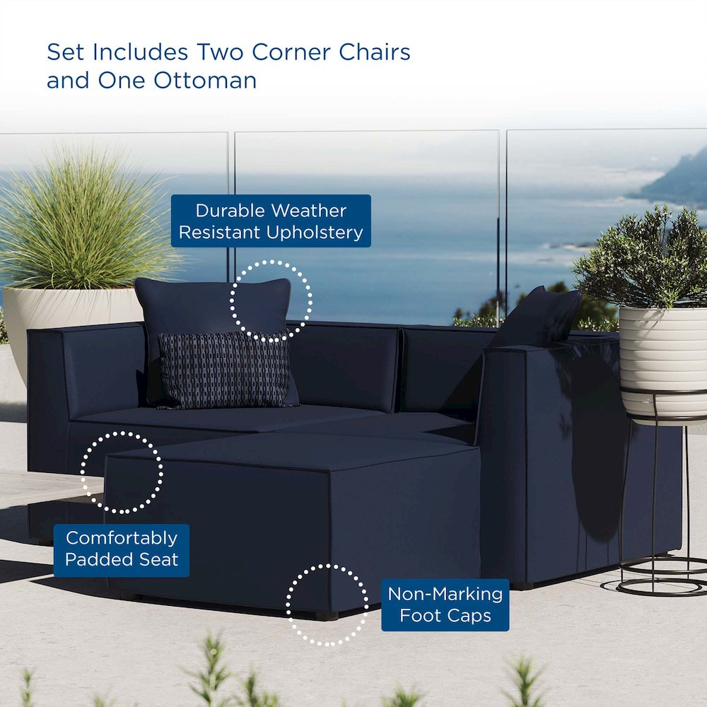 Saybrook Outdoor Patio Upholstered Loveseat and Ottoman Set. Picture 9