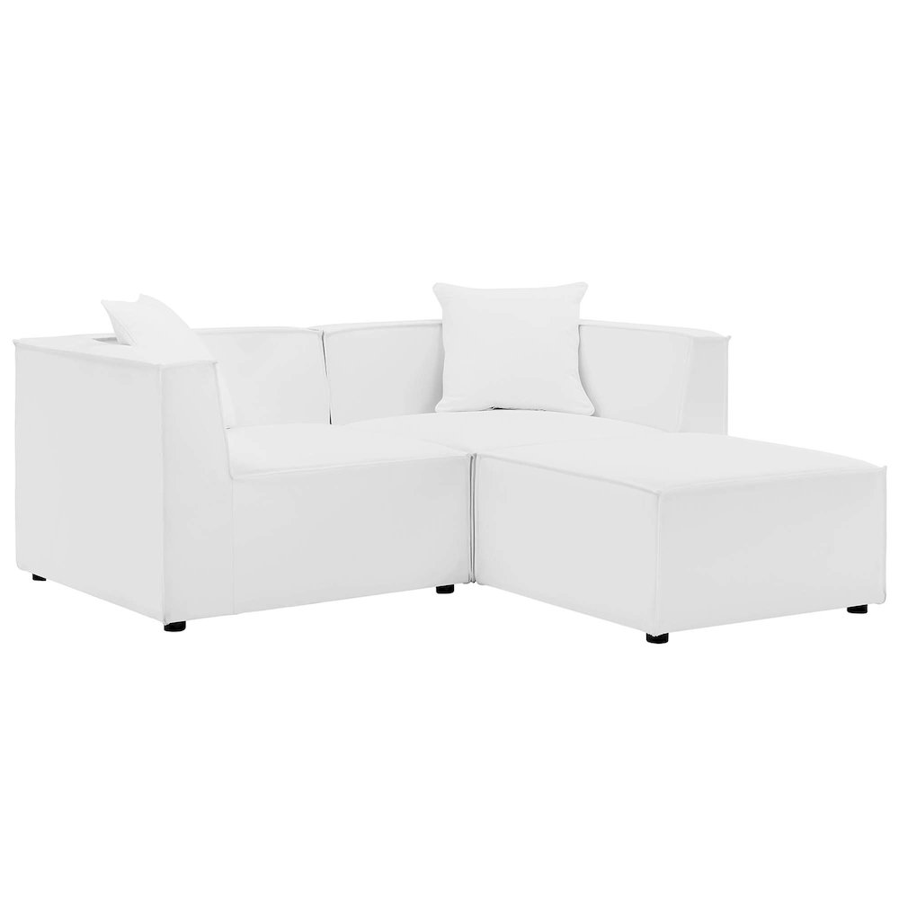 Saybrook Outdoor Patio Upholstered Loveseat and Ottoman Set. Picture 1