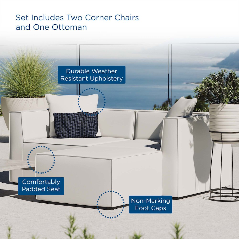 Saybrook Outdoor Patio Upholstered Loveseat and Ottoman Set. Picture 9
