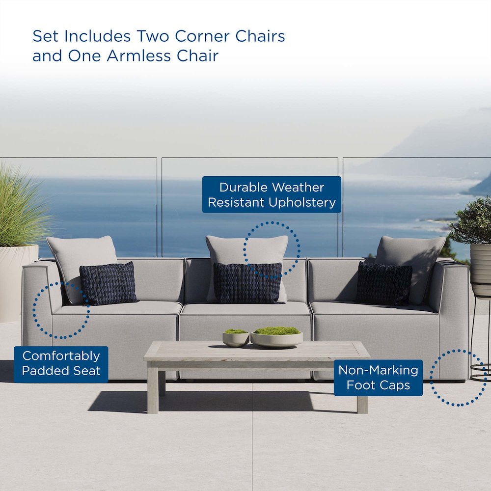 Saybrook 3-Piece Outdoor Patio Upholstered Sectional Sofa. Picture 11