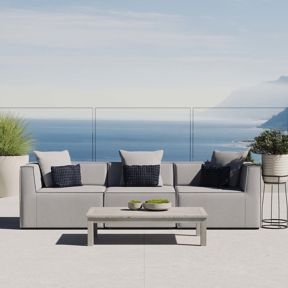 Saybrook 3-Piece Outdoor Patio Upholstered Sectional Sofa. Picture 10