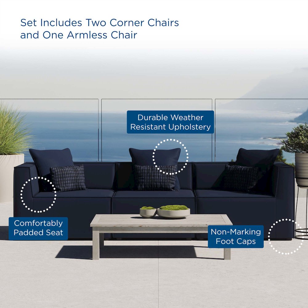 Saybrook 3-Piece Outdoor Patio Upholstered Sectional Sofa. Picture 11