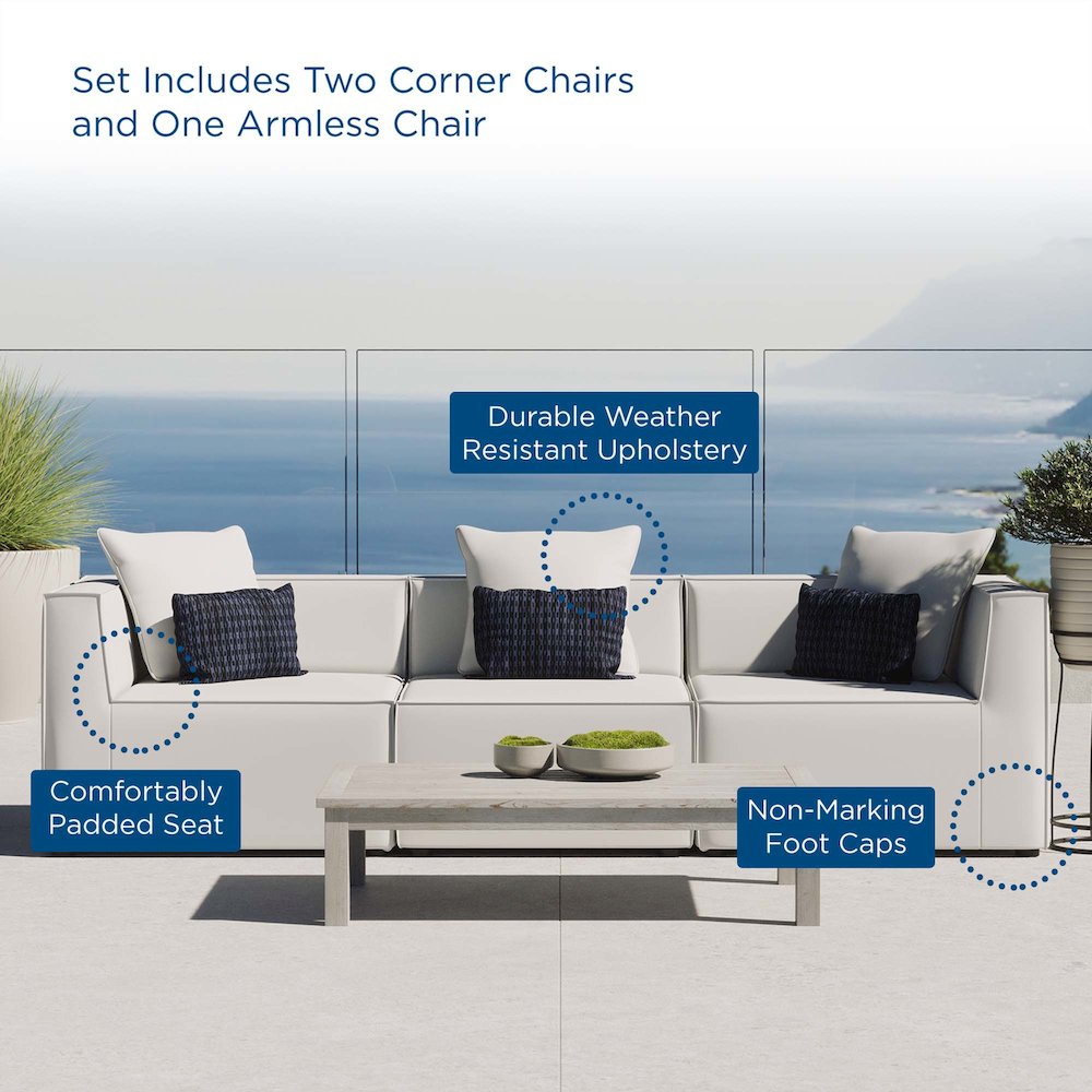 Saybrook 3-Piece Outdoor Patio Upholstered Sectional Sofa. Picture 11