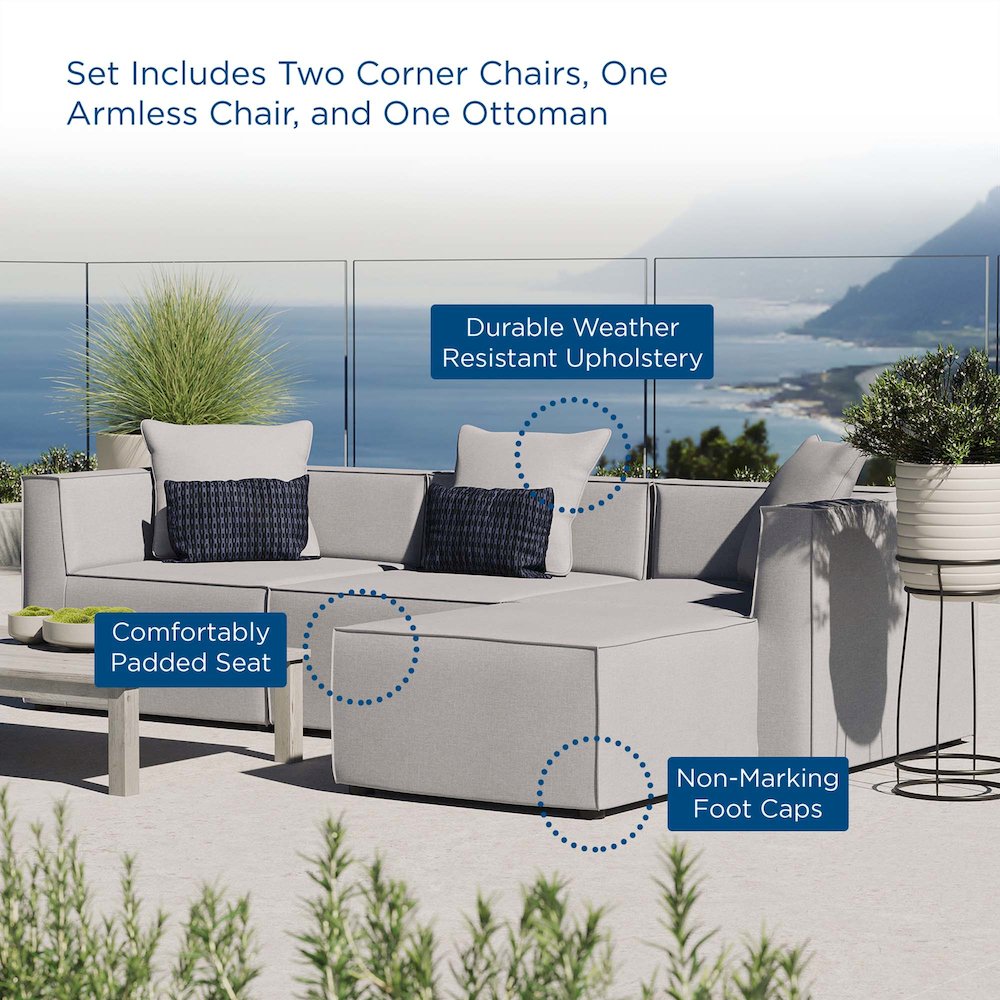 Saybrook 4-Piece Outdoor Patio Upholstered Sectional Sofa. Picture 13