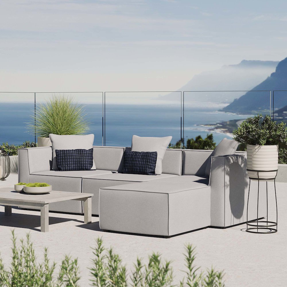 Saybrook 4-Piece Outdoor Patio Upholstered Sectional Sofa. Picture 12