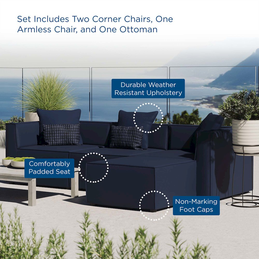 Saybrook 4-Piece Outdoor Patio Upholstered Sectional Sofa. Picture 12