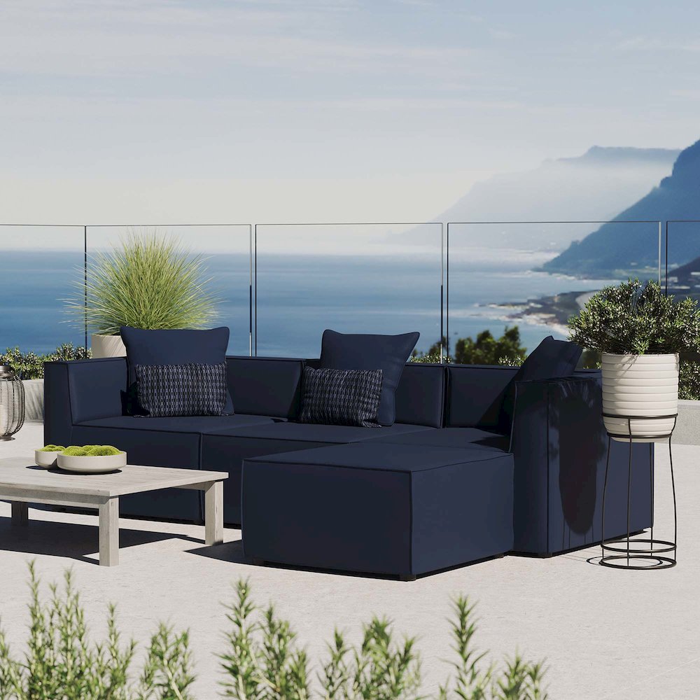 Saybrook 4-Piece Outdoor Patio Upholstered Sectional Sofa. Picture 11
