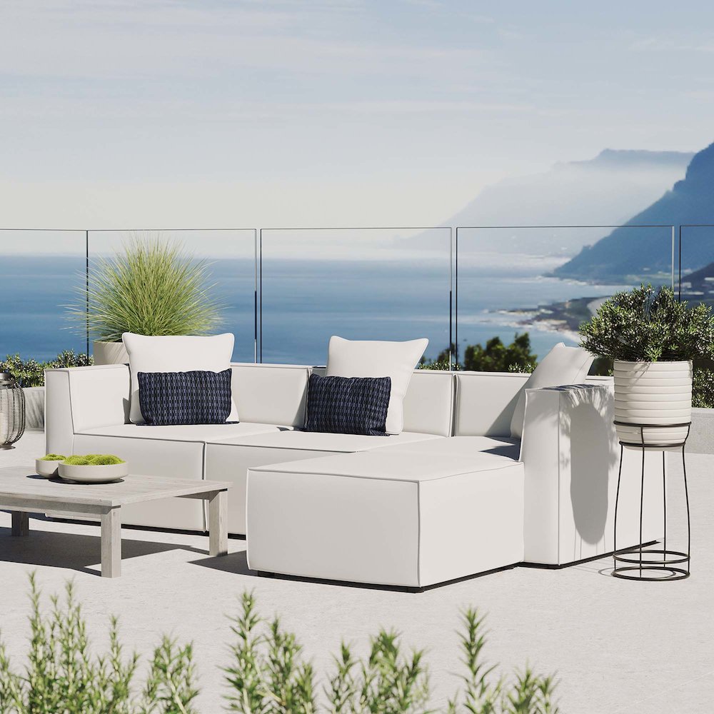 Saybrook 4-Piece Outdoor Patio Upholstered Sectional Sofa. Picture 11