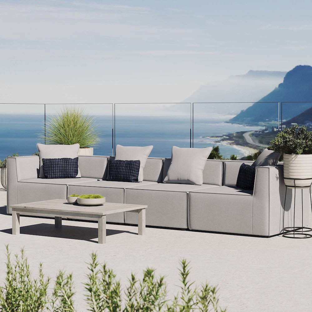 Saybrook 4-Piece Outdoor Patio Upholstered Sectional Sofa. Picture 9