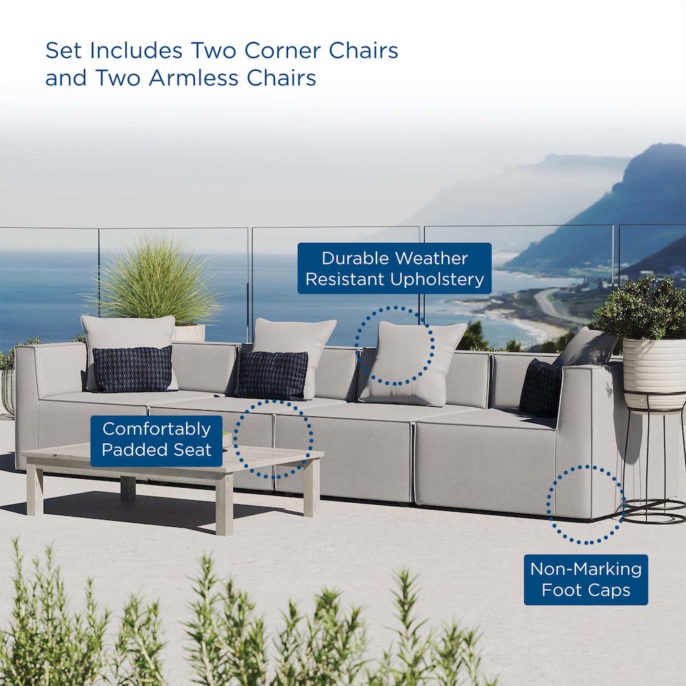 Saybrook 4-Piece Outdoor Patio Upholstered Sectional Sofa. Picture 10