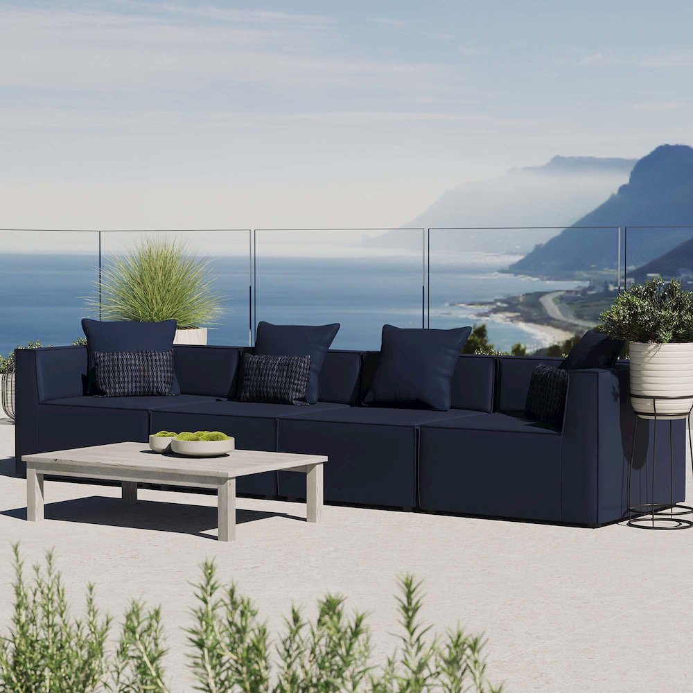 Saybrook 4-Piece Outdoor Patio Upholstered Sectional Sofa. Picture 9