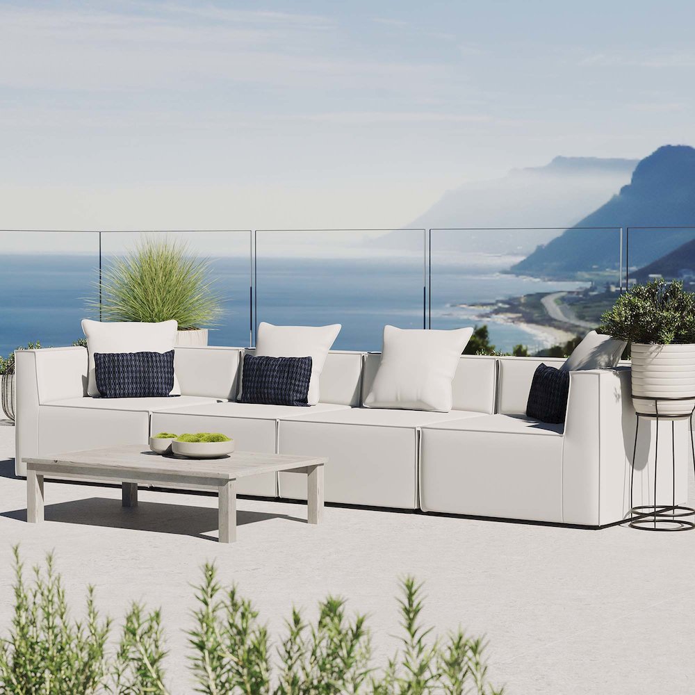 Saybrook 4-Piece Outdoor Patio Upholstered Sectional Sofa. Picture 9