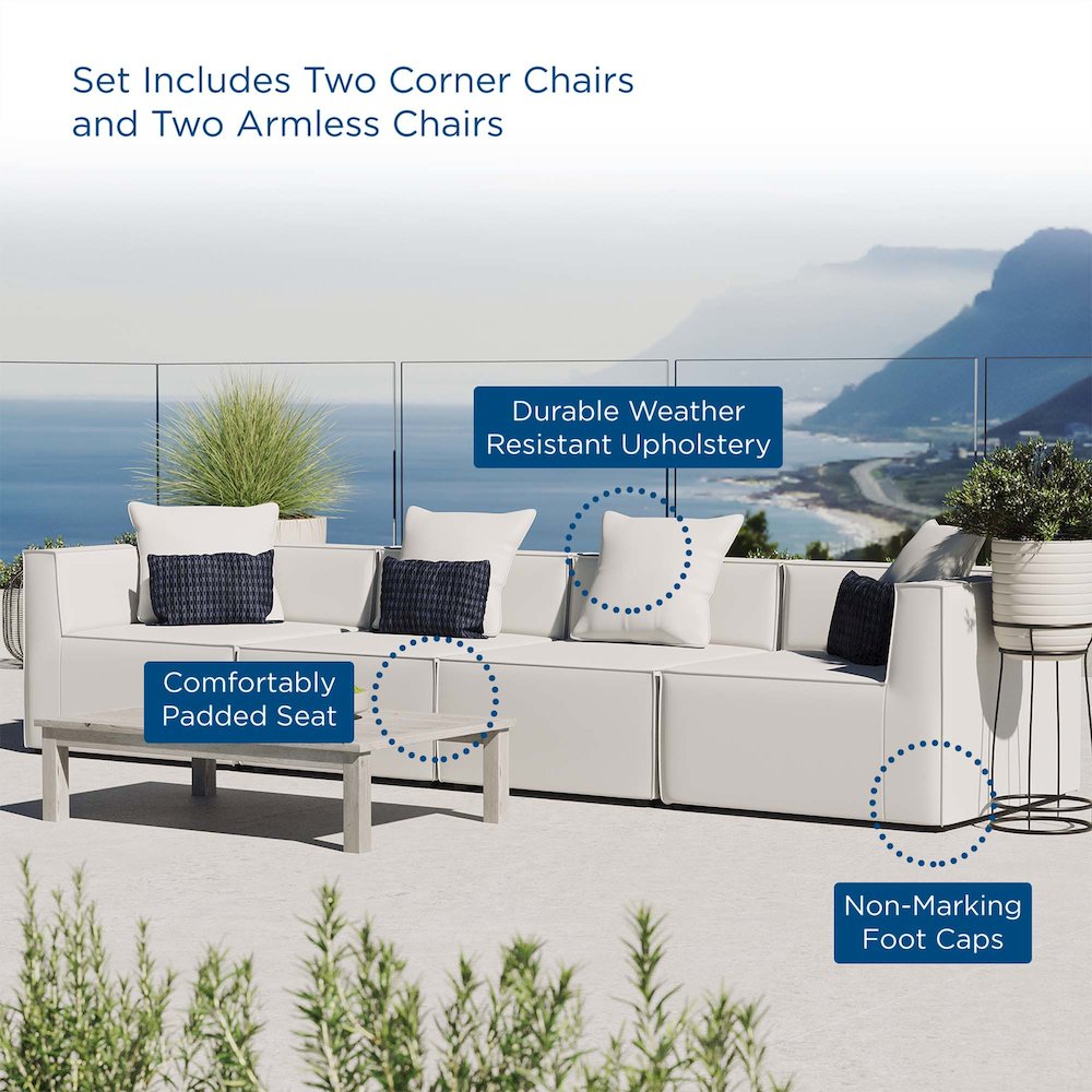 Saybrook 4-Piece Outdoor Patio Upholstered Sectional Sofa. Picture 10
