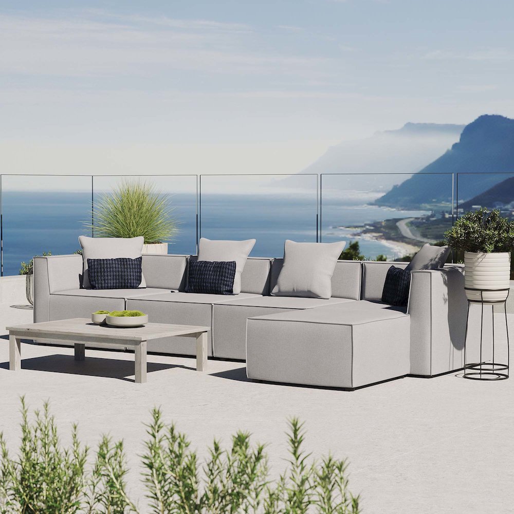 Saybrook 5-Piece Outdoor Patio Upholstered Sectional Sofa. Picture 11