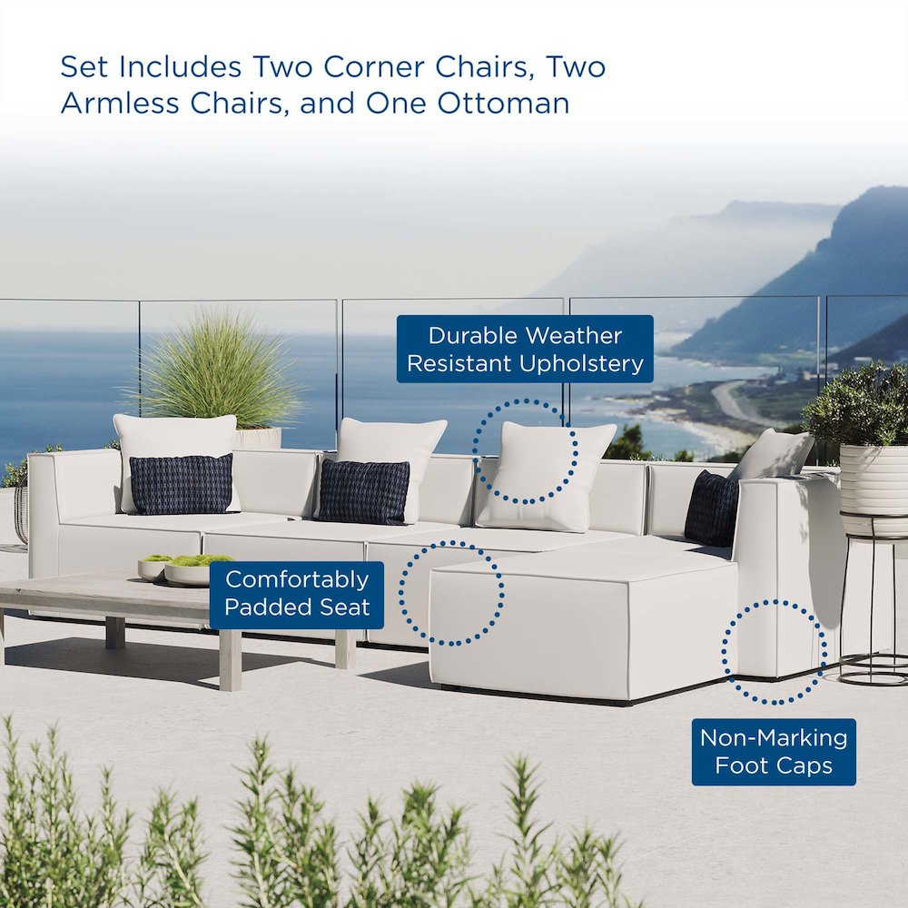 Saybrook 5-Piece Outdoor Patio Upholstered Sectional Sofa. Picture 12