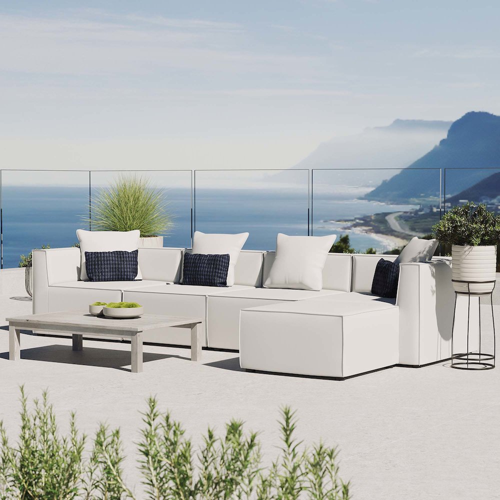 Saybrook 5-Piece Outdoor Patio Upholstered Sectional Sofa. Picture 11