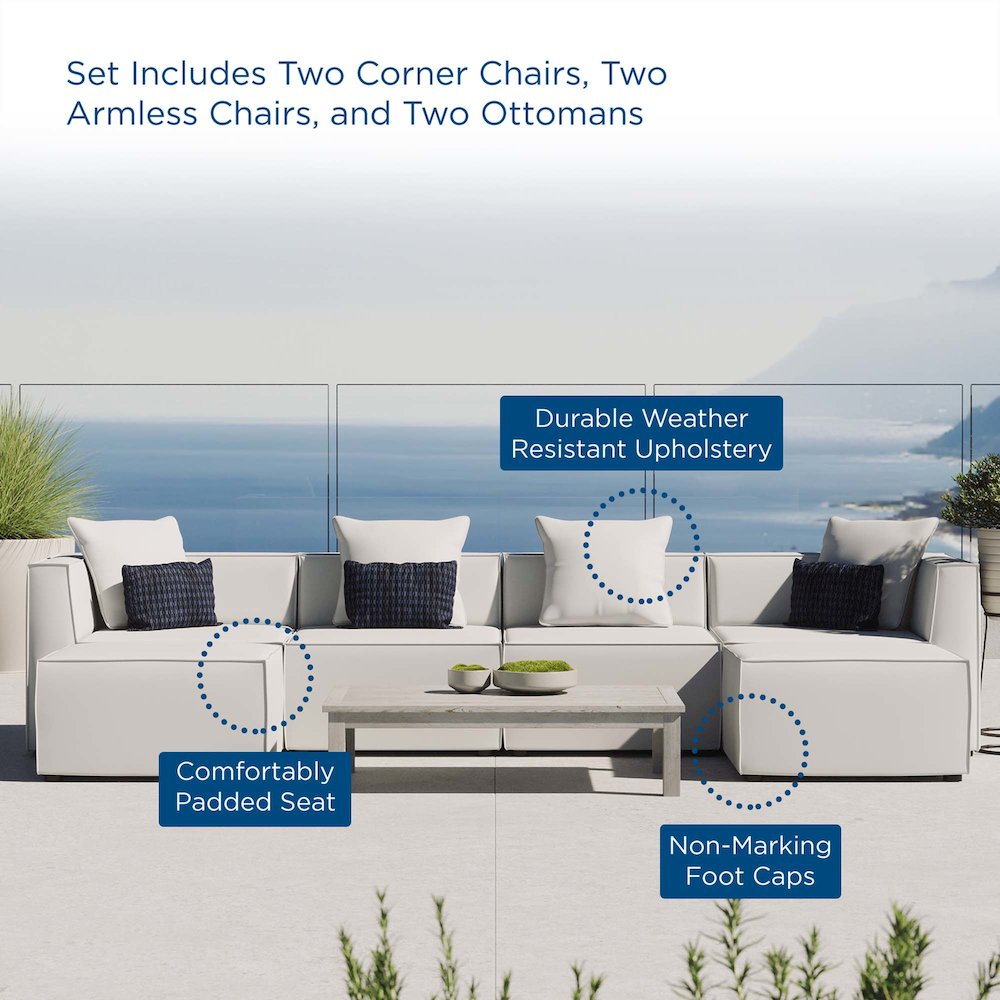 Saybrook 6-Piece Outdoor Patio Upholstered Sectional Sofa. Picture 12