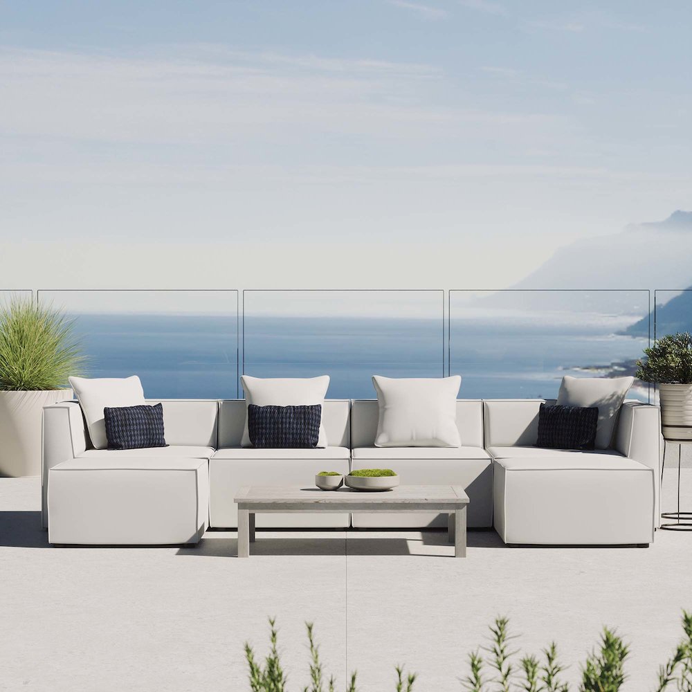 Saybrook 6-Piece Outdoor Patio Upholstered Sectional Sofa. Picture 11
