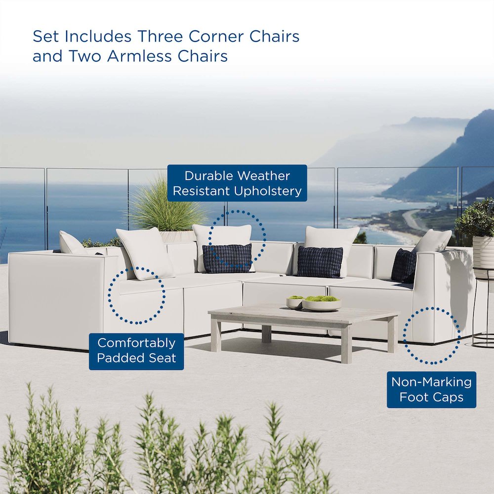 Saybrook 5-Piece Outdoor Patio Upholstered Sectional Sofa. Picture 10