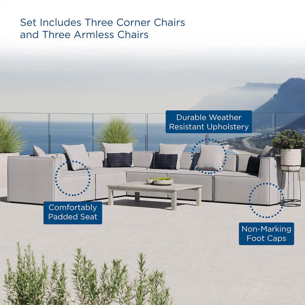 Saybrook 6-Piece Outdoor Patio Upholstered Sectional Sofa. Picture 11