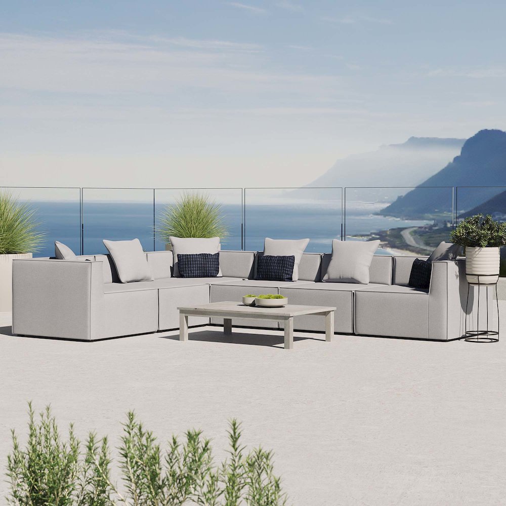 Saybrook 6-Piece Outdoor Patio Upholstered Sectional Sofa. Picture 10